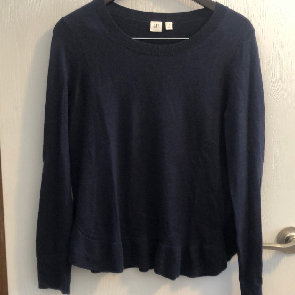 Gap navy sweater with ruffle hem